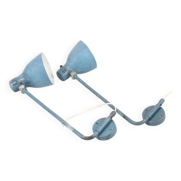 HANS BERGSTRÖM. A pair of blue lacquered metal wall lamps, Ateljé Lyktan