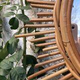 Vintage rattan sun mirror