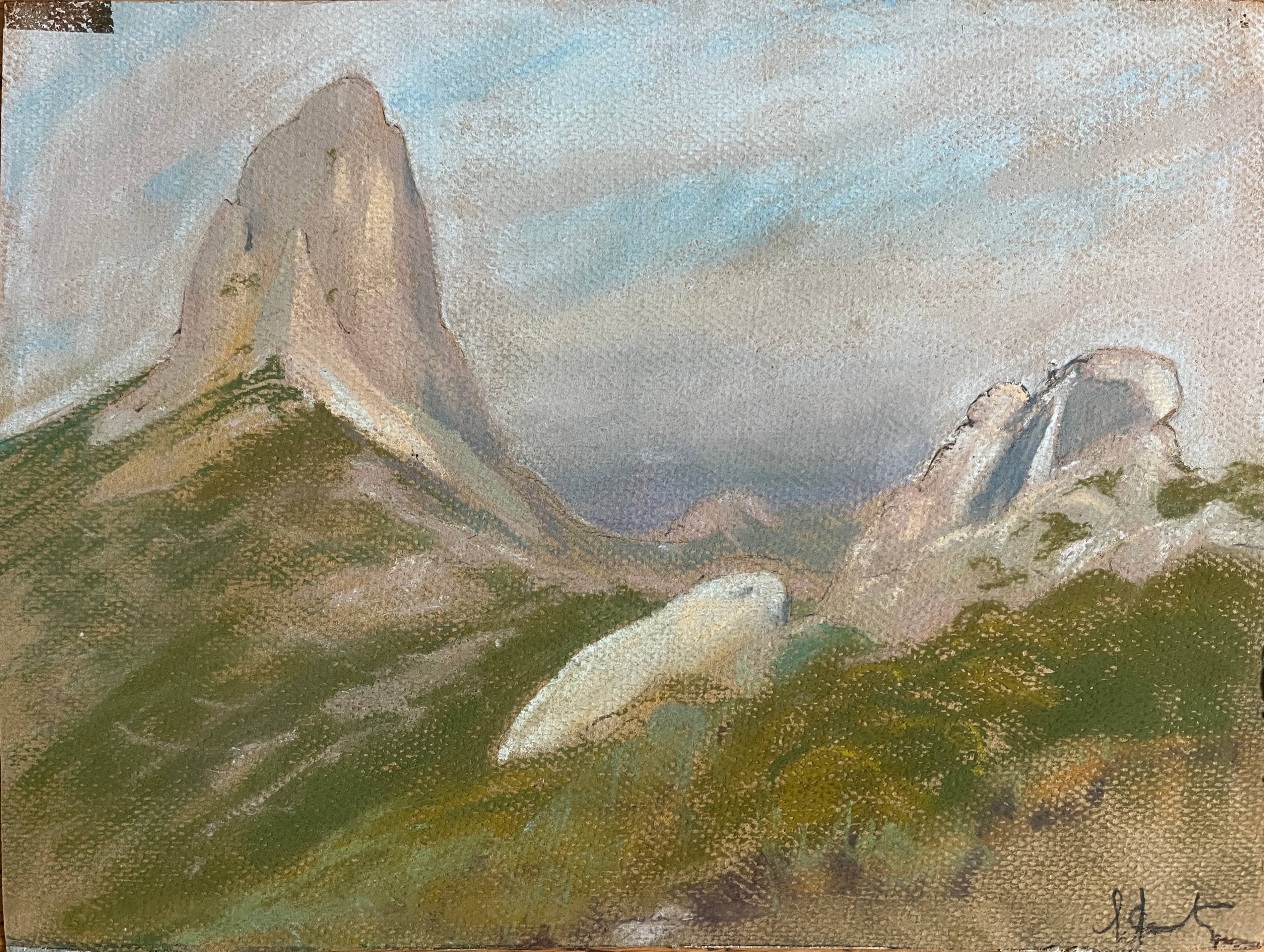 Paintings set of 4 drawings by Ed. Pannetier (1884-1965) Provence Côte d'Azur