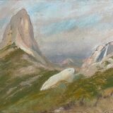 Paintings set of 4 drawings by Ed. Pannetier (1884-1965) Provence Côte d'Azur