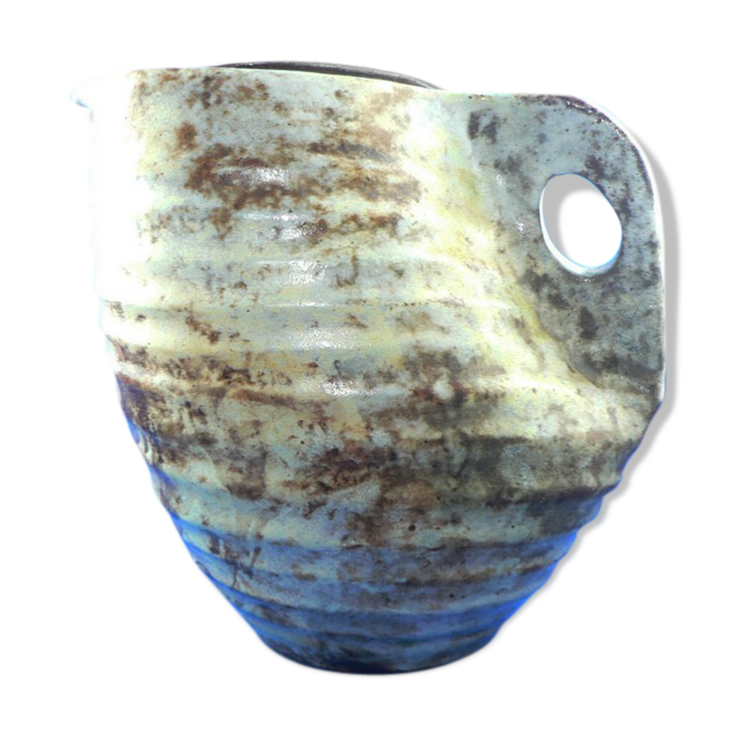 Details on Valauris sandstone pitcher by A.Kostanda, 1950s