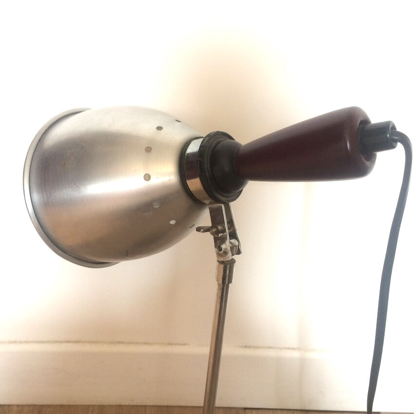 1960/70 wood and brushed metal desk lamp