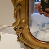 Antique Louis XVI mirror of large rectangular size to stand Golden frame