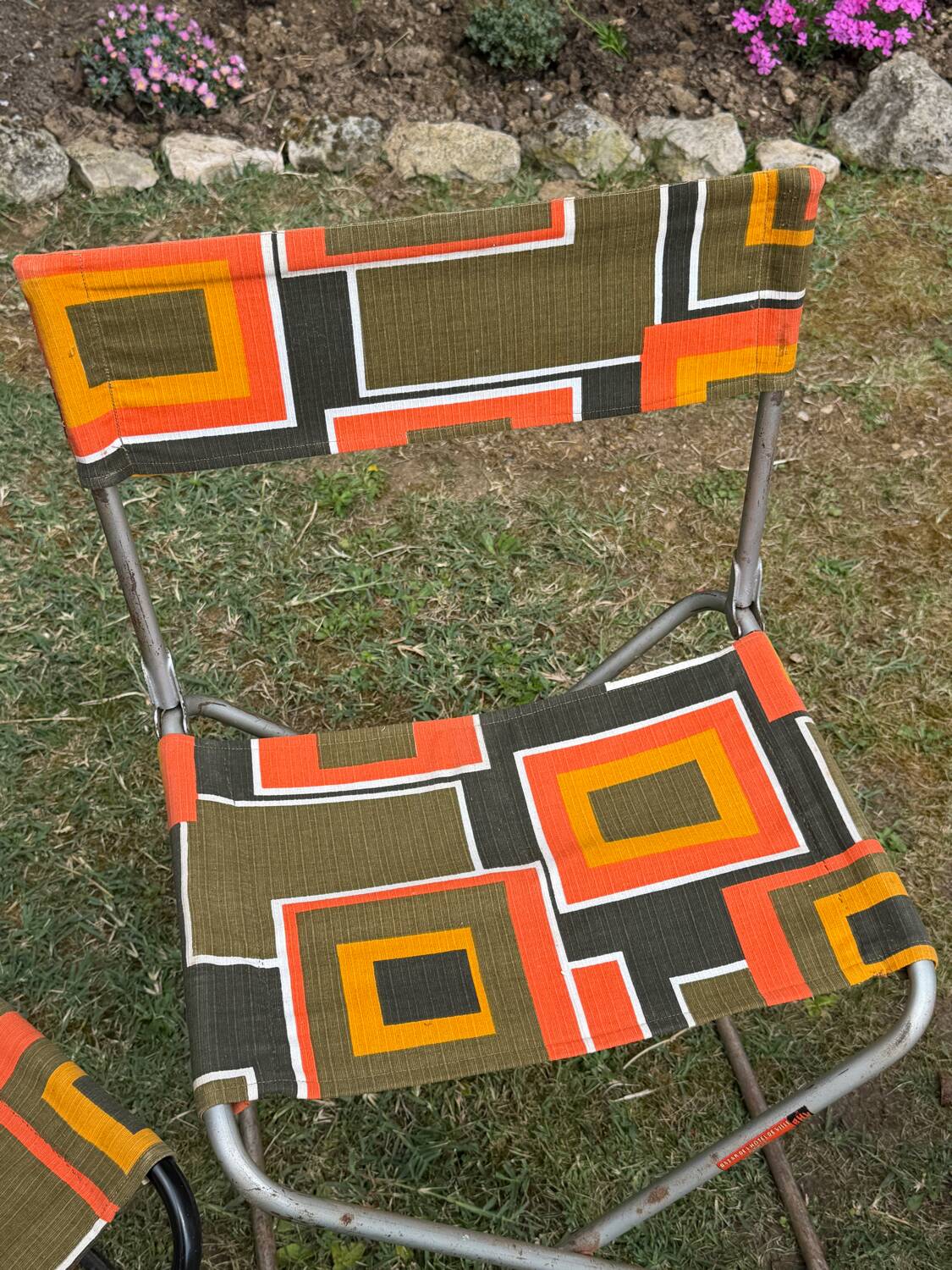Pair of vintage folding camping chairs - BHV Paris (1970s)