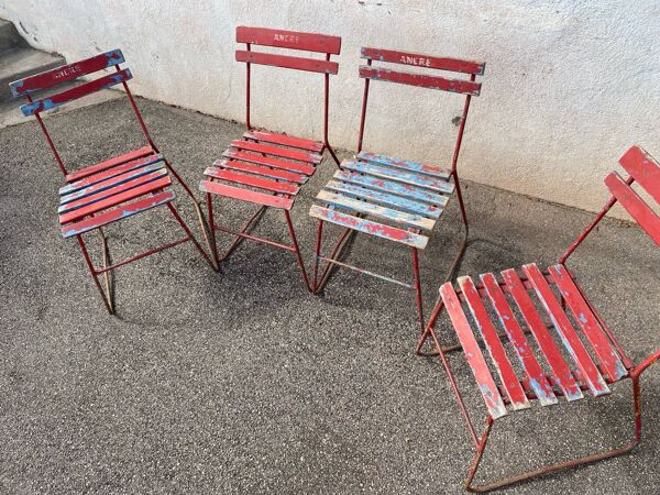 Série de 4 chaises brasserie publicitaire