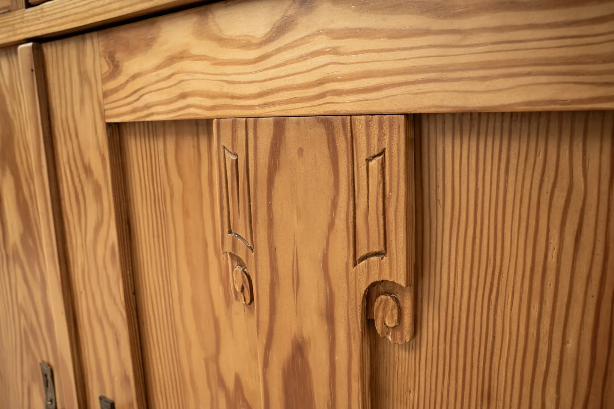 Antique German Pine Art Nouveau Cabinet with Two Drawers, circa 1910