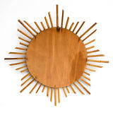 Mirror sun frame in vintage round rattan