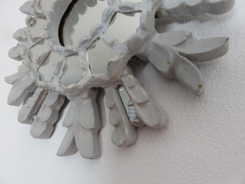 Wooden sun mirror with art deco inlays 40/50