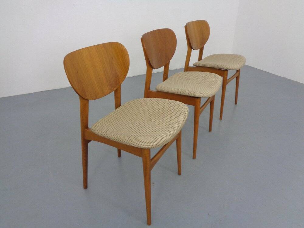 Dining Chairs in Walnut & Beech, 1960s, Set of 3
