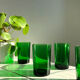 Lot de 4 verres verts translucides style vereco