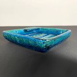 Aldo Londi for Bitossi Italian square teal blue green ashtray
