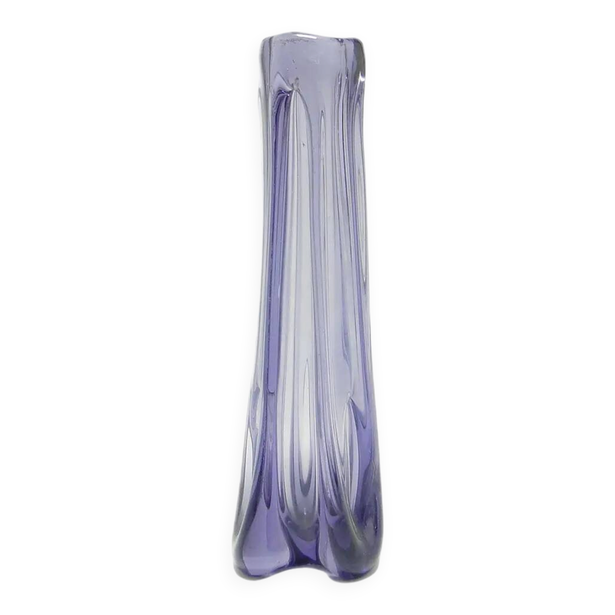 Glut vase, mid-century modern, violet glass, by J. S. Drost, Ząbkowice, Poland, 1970s.