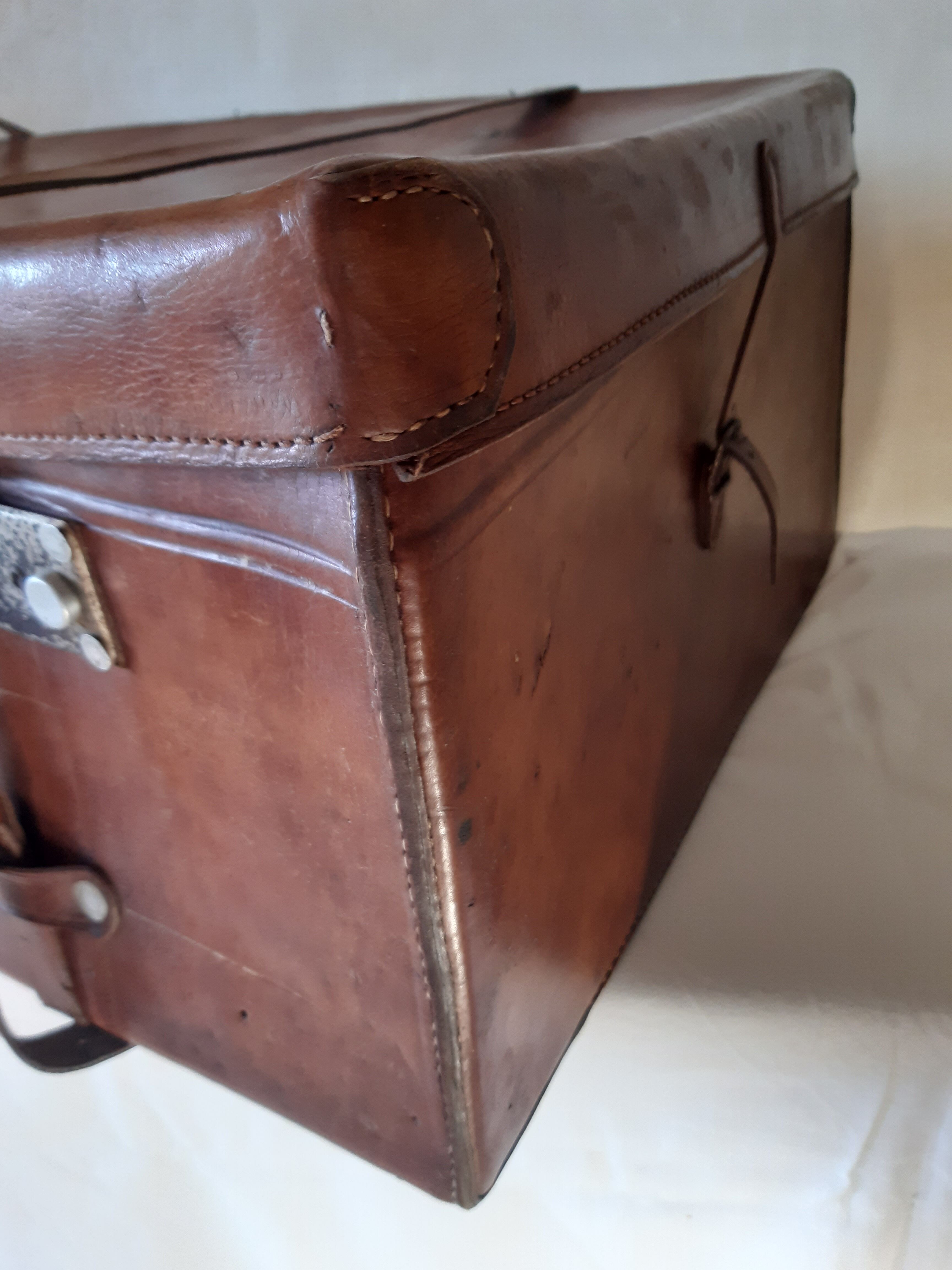 Large leather suitcase