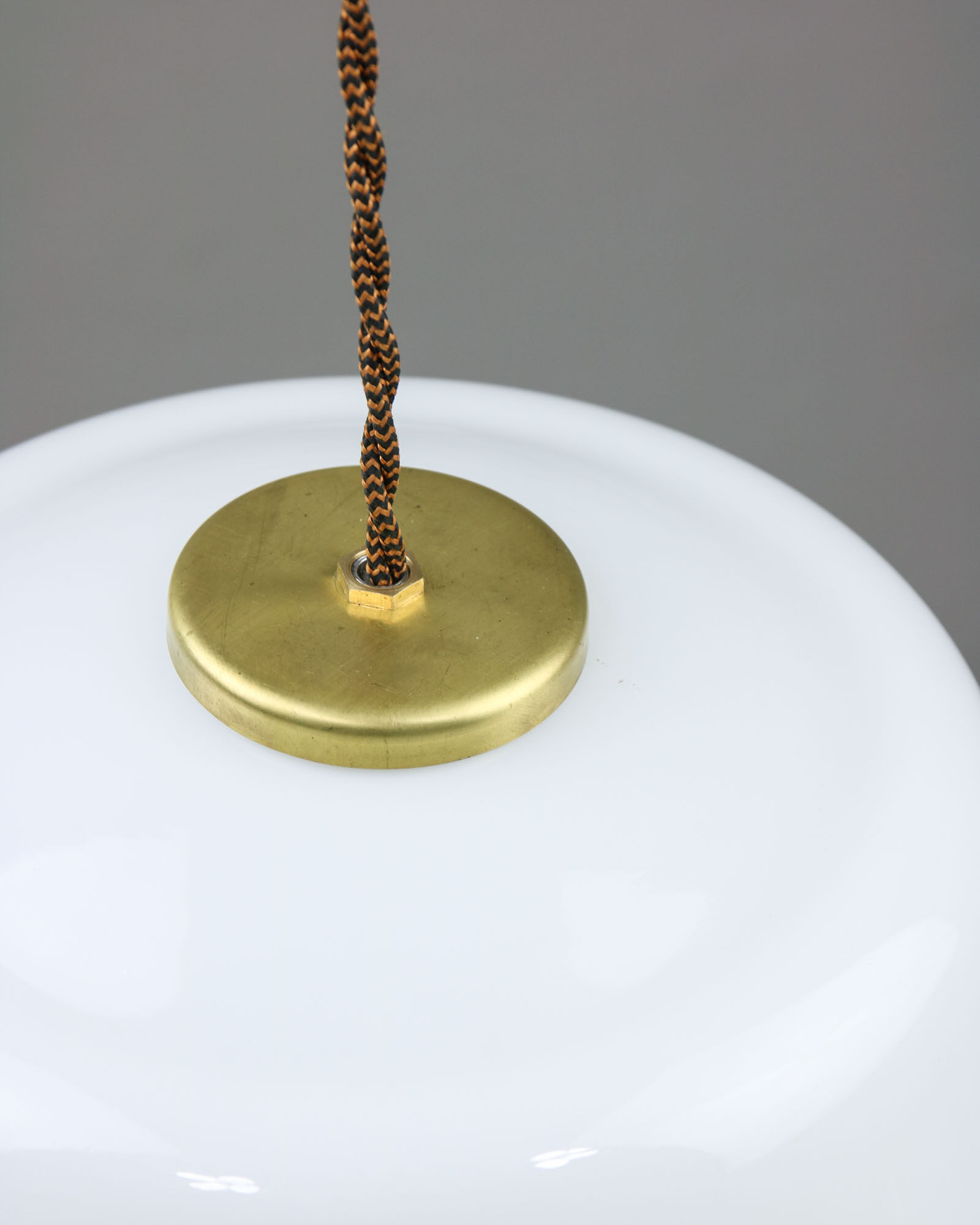 Mid-century Glass & Brass Pendant Lamp