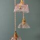 Vintage triple suspension lampshade in glass and cut crystal - collection