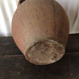 Terracotta jar with double handle vintage kitchen decoration