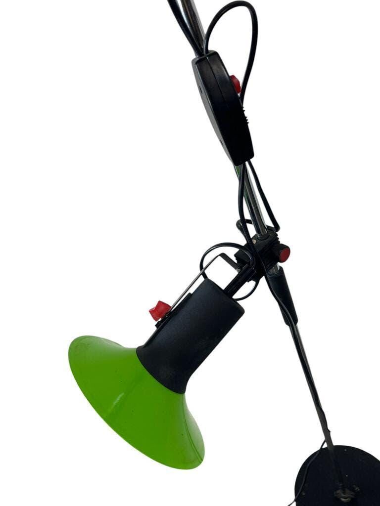 Vintage green fluorescent floor lamp with spots.