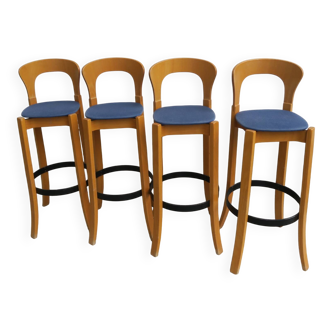 4 tabourets de bar dans le style de Bruno Rey ou Alvar Aalto