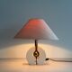 Wooden table lamp with fabric shade by Schröder & Co. Leuchten, 1960, Germany.