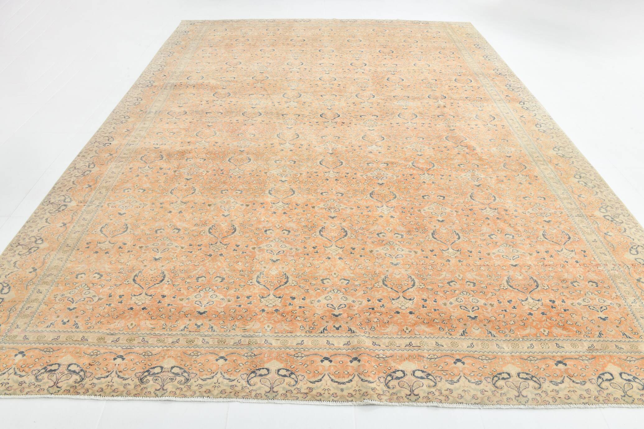 Grand Tapis Vintage Saumon et Beige, Motifs Classiques, 298x400 Cm