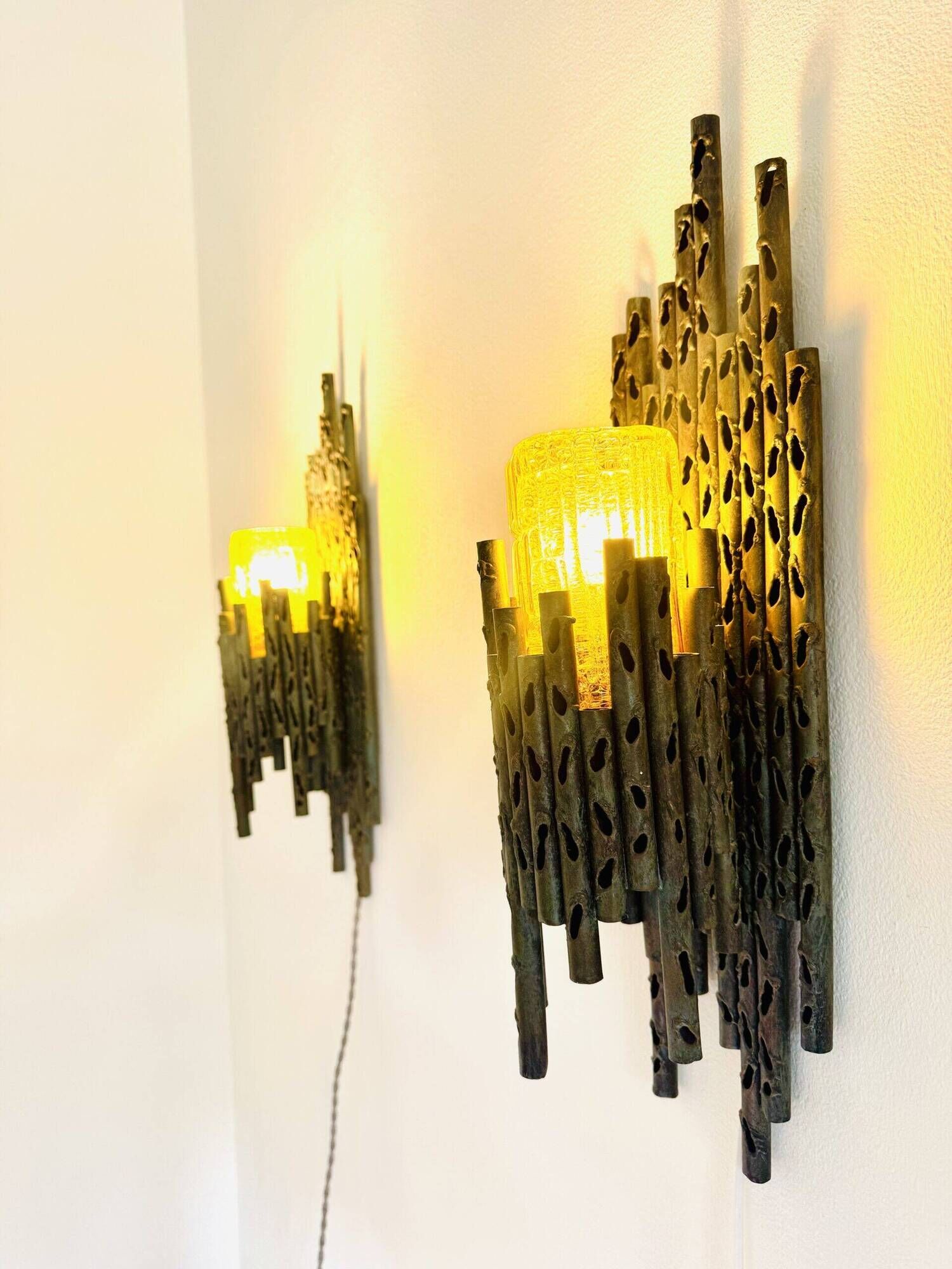 Brutalist Wall Lamps By Marcel Fantoni For Fantoni Studio Firenze, Italy 1960S