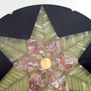 Exceptional coffee table in bronze and marble marquetry, c. 1960