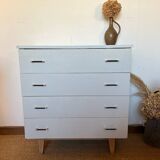 Vintage white chest of drawers with compass feet