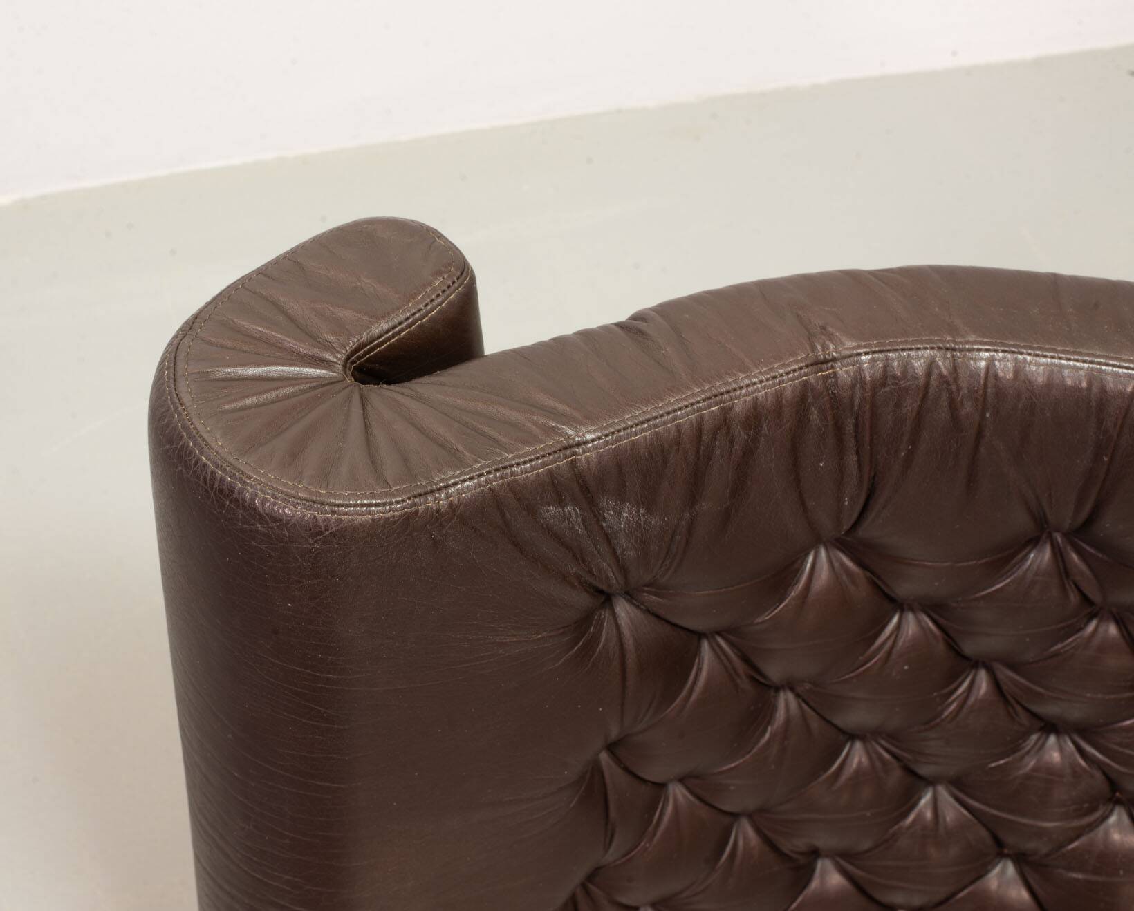 Noboru Nakamura Design Chocolate Brown Padded Leatherette Swivel Chairs 70s