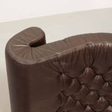 Noboru Nakamura Design Chocolate Brown Padded Leatherette Swivel Chairs 70s