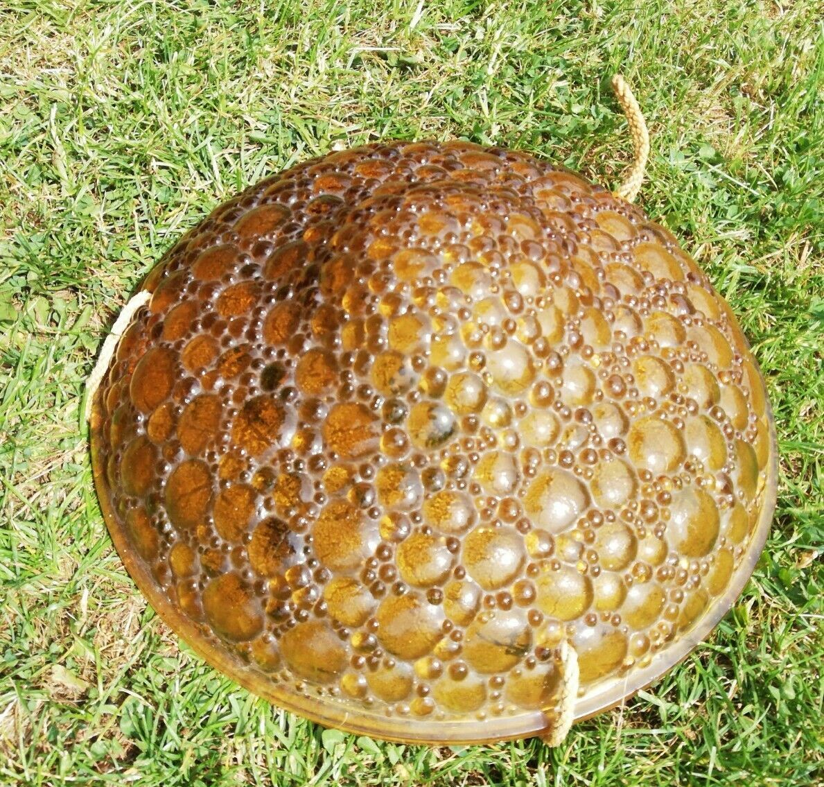 Plafonnier vasque art déco jaune vintage