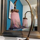 Art nouveau tulip style bronze lamp signed