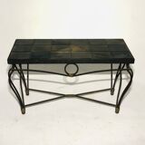 Table basse fer forgé et céramique - 1960