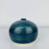 Vase boule céramique bleu, vintage