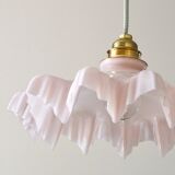 Pink draped glass pendant lamp