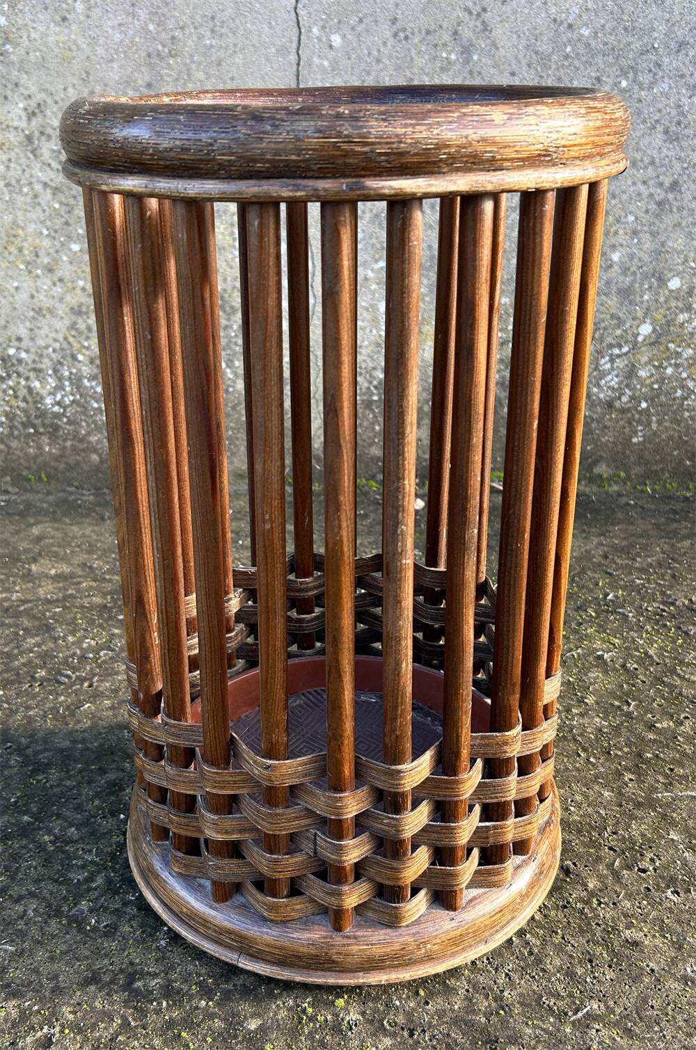 Bamboo rattan umbrella stand, vintage, 60s