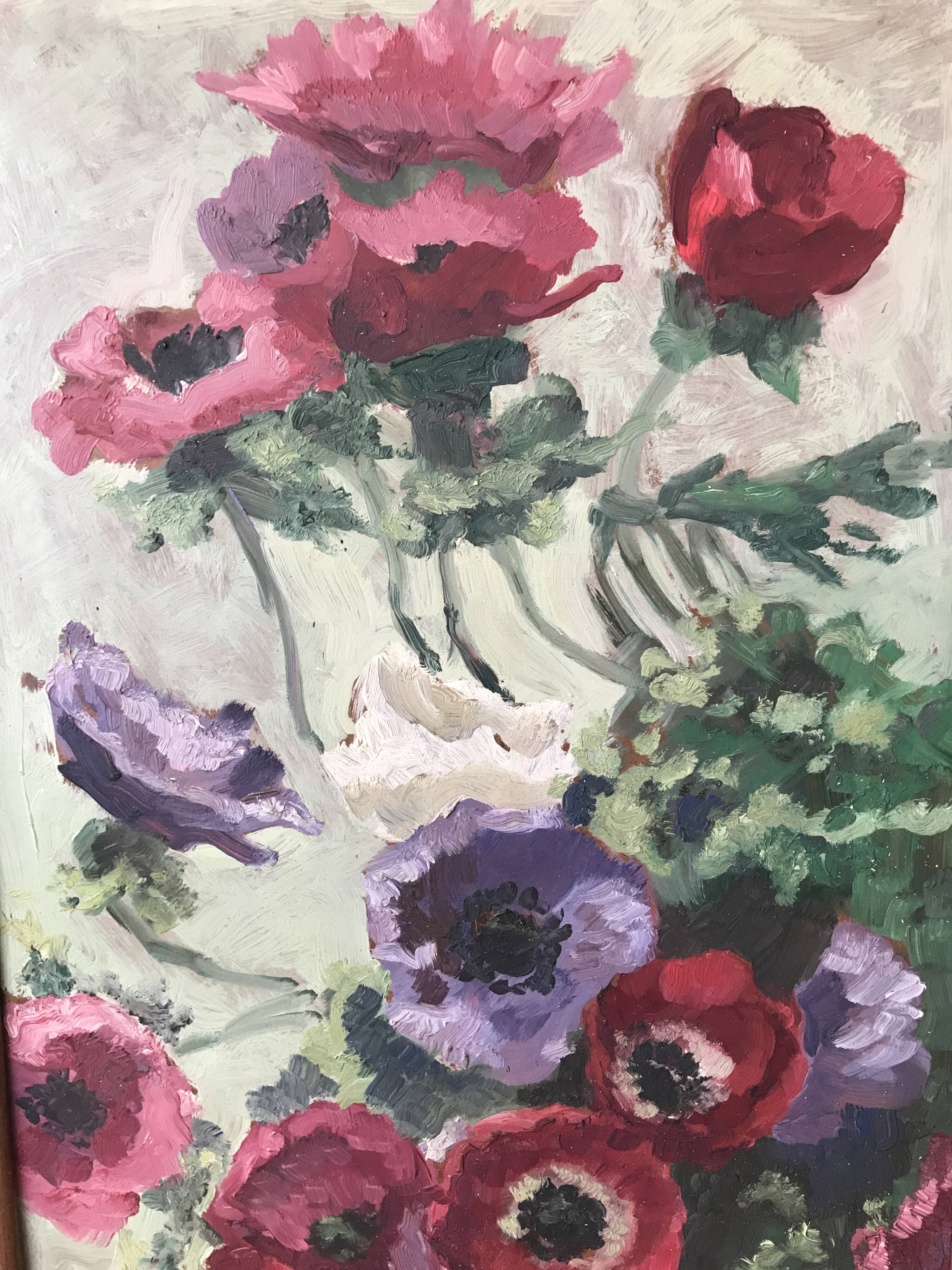 Tableau , fleurs en cascade , huile vers 1930