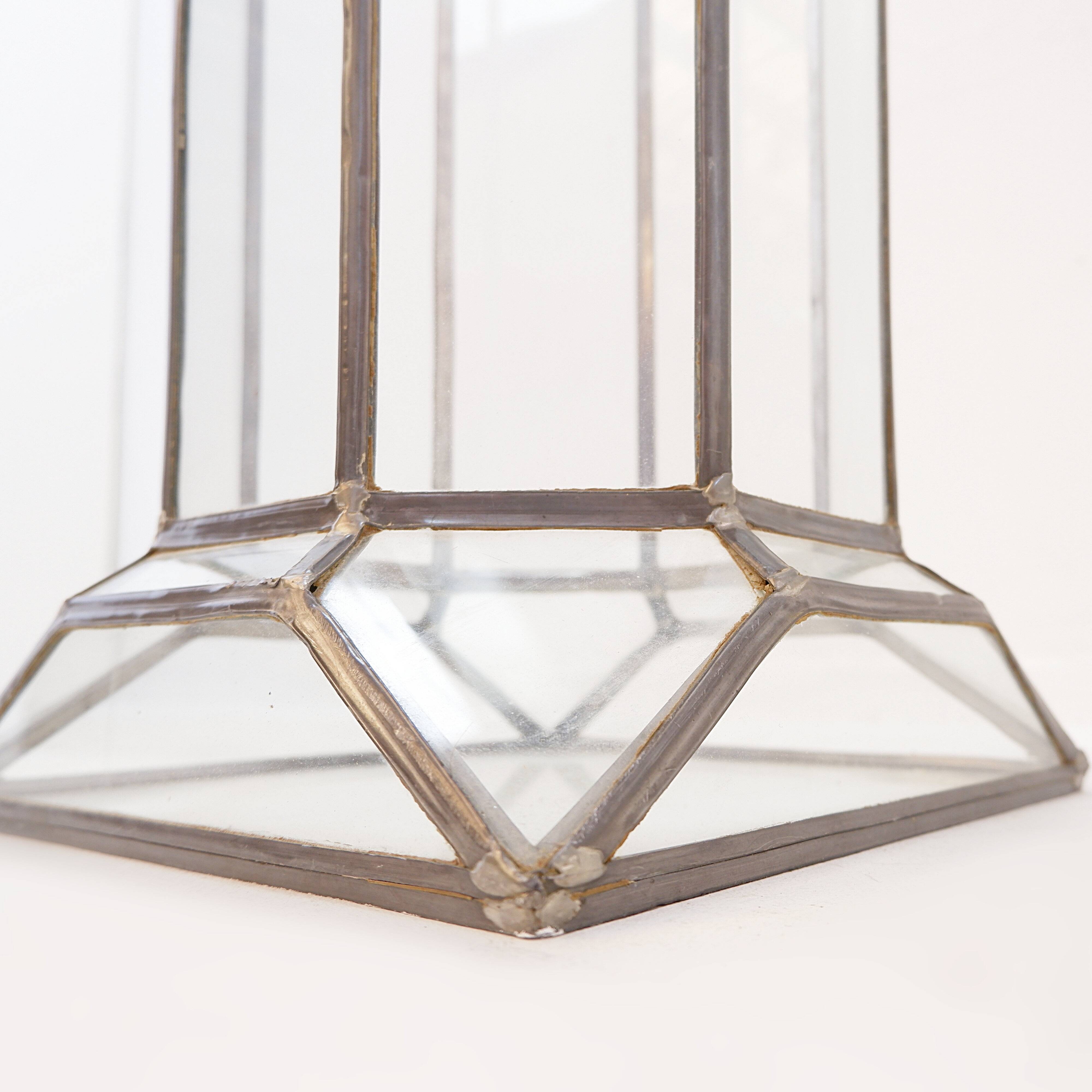 Art Deco glass and zinc pedestal column