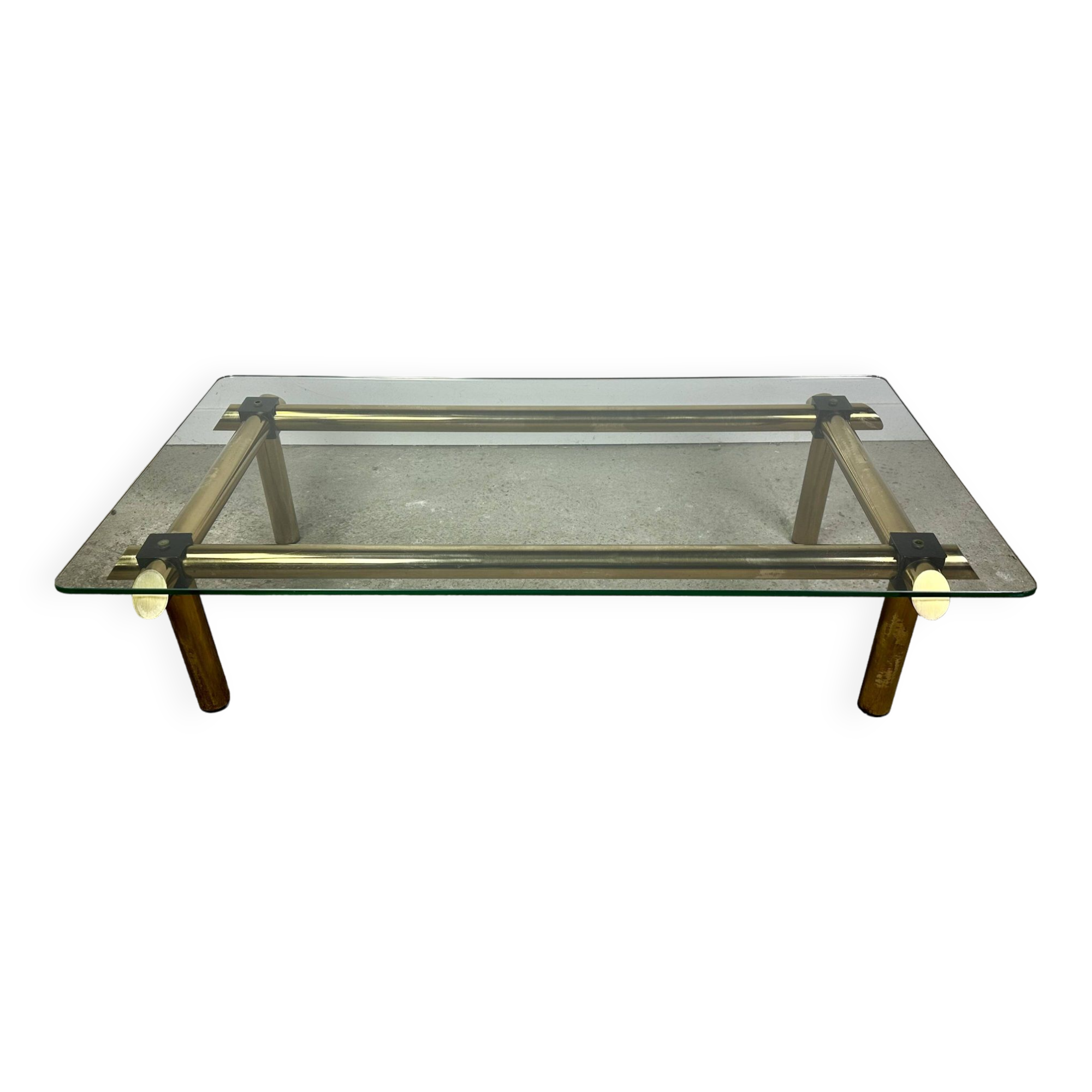 Vintage Italian coffee table 80'S in brass and iron