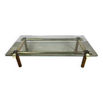 Table basse italienne vintage 80'S en laiton et fer