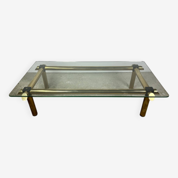 Vintage Italian coffee table 80'S in brass and iron