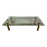 Vintage Italian coffee table 80'S in brass and iron