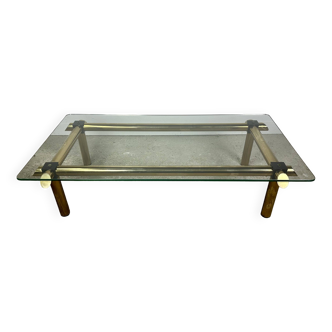 Vintage Italian coffee table 80'S in brass and iron