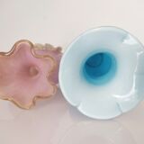 Set of two vases of Murano flowers in relief
