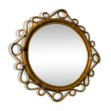 Spanish rattan bamboo oval mirror, circa 1960s