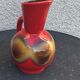 Red and beige glazed ceramic jug, pitcher, carafe, designer and vintage