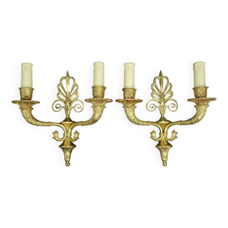 Pair of sconces with Empire style openwork palmettes