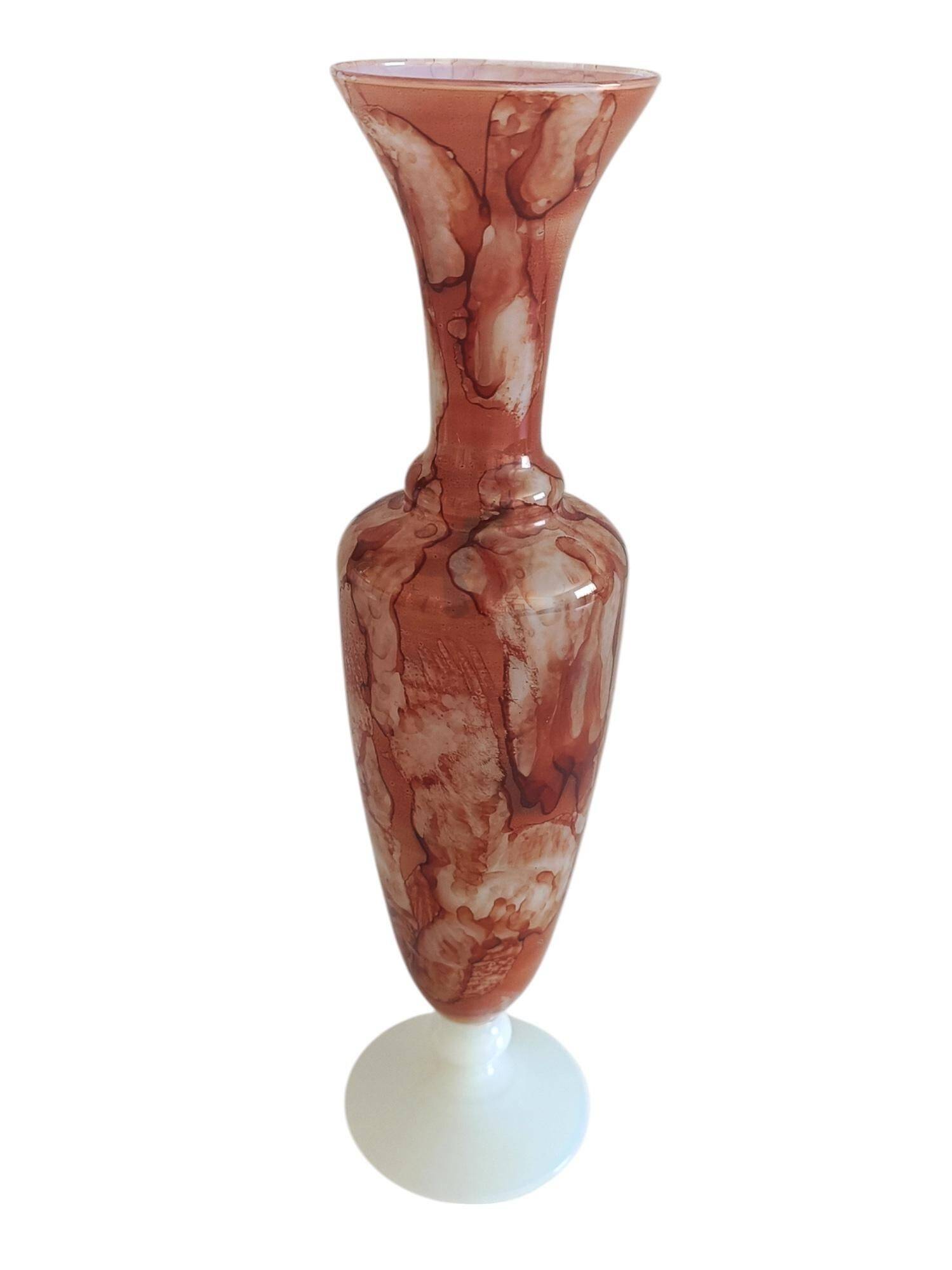 Rococo Revival Opaline Glass Vase by Stelvia, Hand-Blown, Italy, 1950s