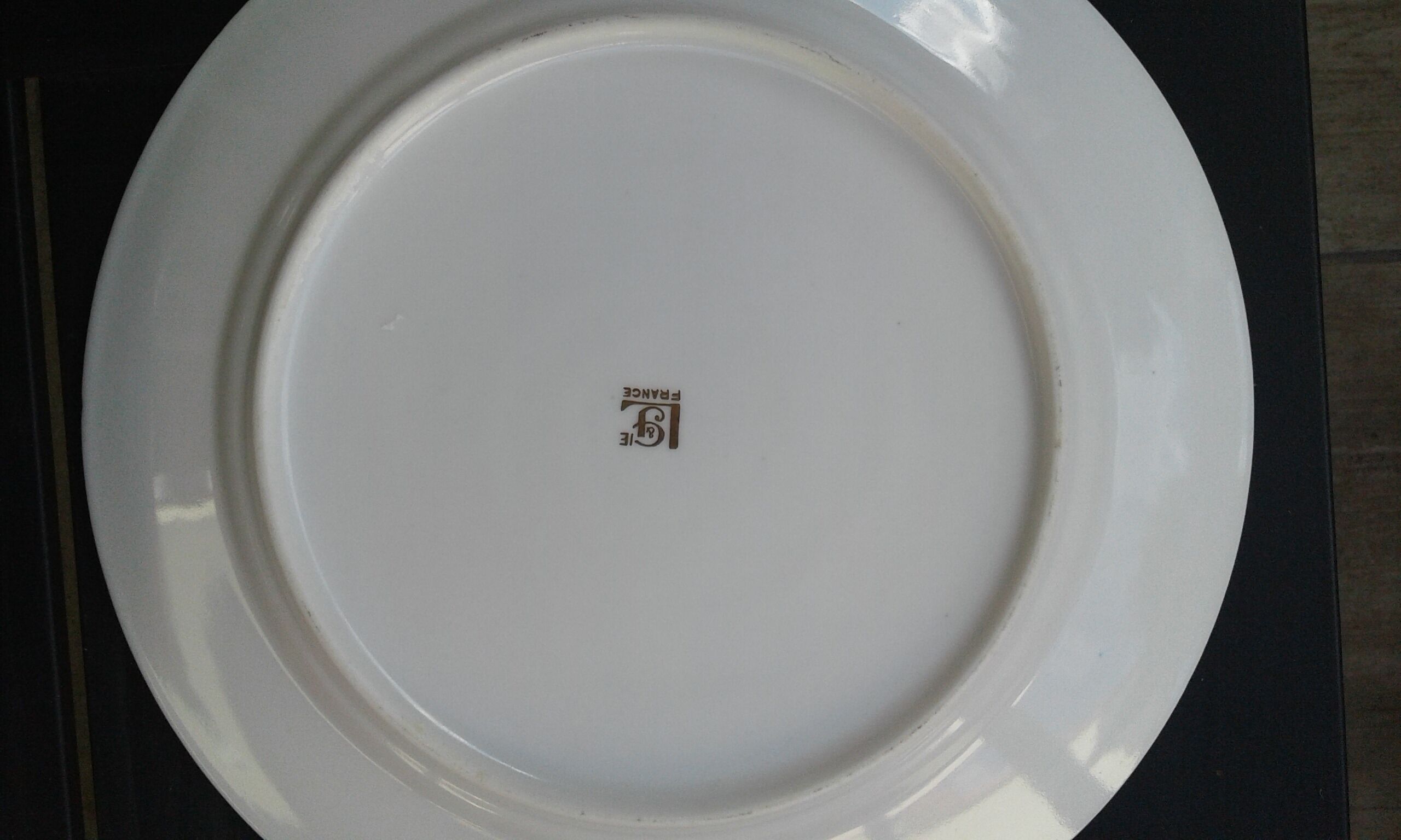 6 porcelain hollow plates, signed LJ & cie