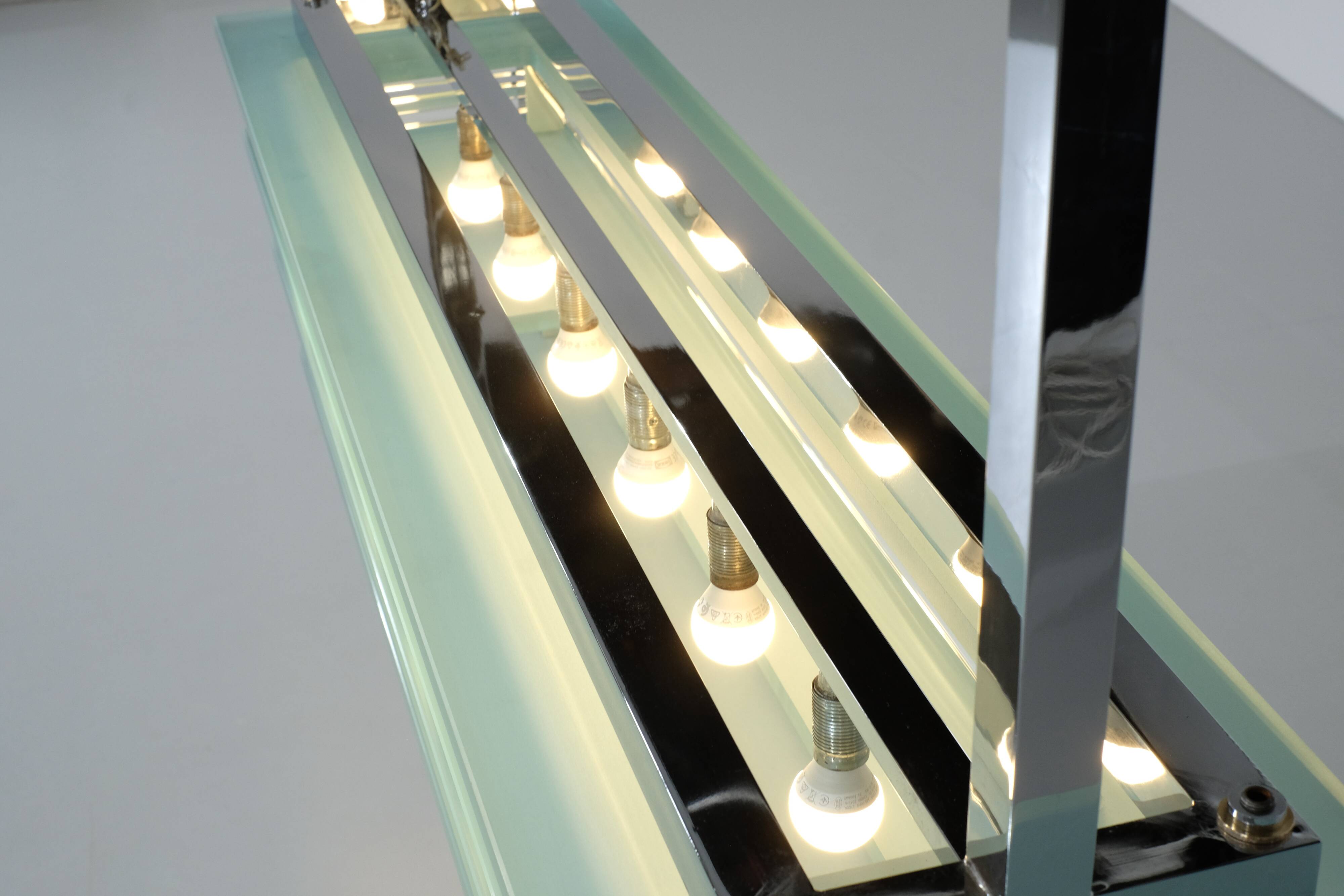 Large suspended chandelier, glass ceiling light, Italy 1970s.