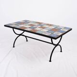 Wrought iron and ceramic coffee table, French work, 2013